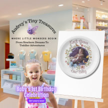 Meisje 1e Verjaardag Spring Butterfly Paper Borden