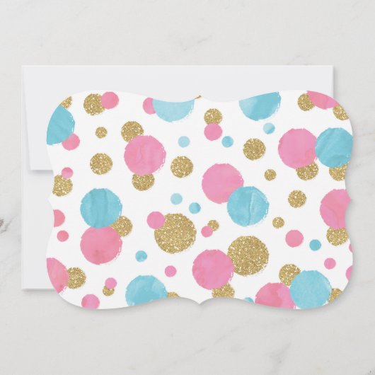 Meisje 1e verjaardag Uitnodiging Roze & Gold Confe (Achterkant)