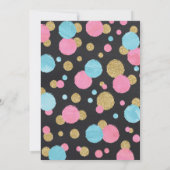 Meisje 1e verjaardag Uitnodiging Roze & Gold Confe (Achterkant)