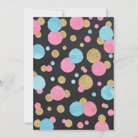 Meisje 1e verjaardag Uitnodiging Roze & Gold Confe (Achterkant)