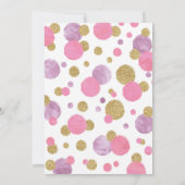 Meisje 1e verjaardag Uitnodiging Roze & Gold Confe (Achterkant)