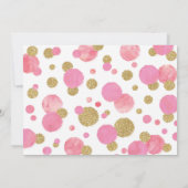 Meisje 1e verjaardag Uitnodiging Roze & Gold Confe (Achterkant)