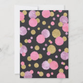 Meisje 1e Verjaardag Uitnodiging Roze & Gouden Con (Achterkant)