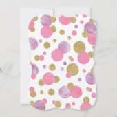 Meisje 1e Verjaardag Uitnodiging Roze & Gouden Con (Achterkant)