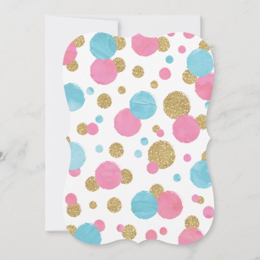 Meisje 1e Verjaardag Uitnodiging Roze & Gouden Con (Achterkant)