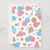 Meisje 1e Verjaardag Uitnodiging Roze & Gouden Con (Achterkant)