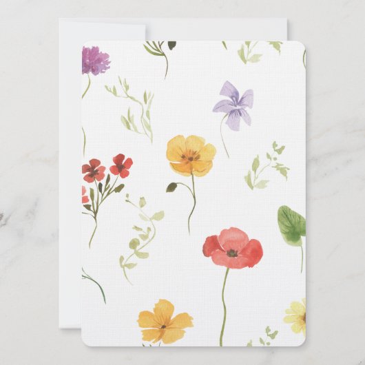 Meisje 1e Verjaardag | Wildflower Uitnodigingen (Achterkant)