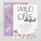 Meisje 1e Verjaardag | Wildflower Verjaardag Kaart (Voorkant / Achterkant)