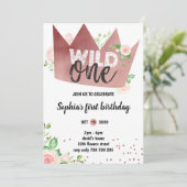 Meisje 1ste verjaardag WILDE ÉÉN Roos goudmoeras Kaart (Staand voorkant)