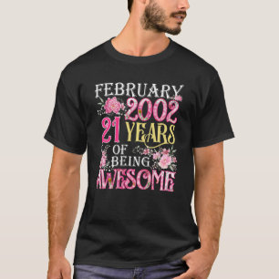 Meisje 21 februari 2002 21ste verjaardag 21 jaar o t-shirt