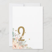 Meisje 2de verjaardag van de roze en goudkoorts kaart (Achterkant)