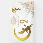 Meisje 2de verjaardag van de roze en goudkoorts spandoek (Verticaal)