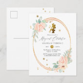 Meisje 2de verjaardag van de roze en goudkoorts uitnodiging briefkaart (Voorkant / Achterkant)