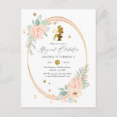 Meisje 2de verjaardag van de roze en goudkoorts uitnodiging briefkaart (Voorkant)