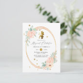 Meisje 2de verjaardag van de roze en goudkoorts uitnodiging briefkaart (Staand voorkant)