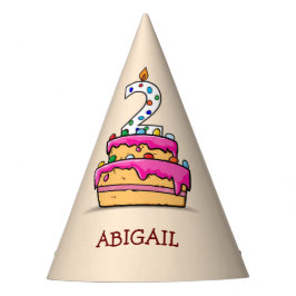 Meisje 2e verjaardag, 2 op de zoete roze Cake Feesthoedjes