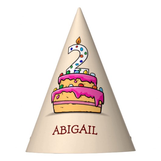 Meisje 2e verjaardag, 2 op de zoete roze Cake Feesthoedjes (Voorkant)