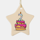 Meisje 2e verjaardag, 2 op de zoete roze Cake Keramisch Ornament (Rechts)