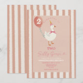 Meisje 2e Verjaardag Gekke Gans Uitnodiging (Voorkant / Achterkant)