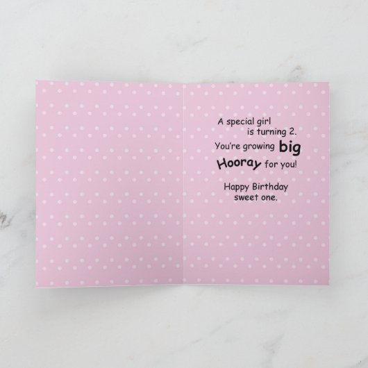 Meisje 2e verjaardag, Peek-a-Boo Kitten Kaart (Binnen)