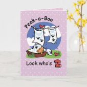 Meisje 2e verjaardag, Peek-a-Boo Kitten Kaart (Gele Bloem)