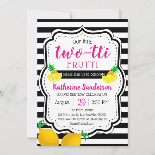 Meisje 2e verjaardag Twee broekriettti tropisch Kaart (Voorkant)