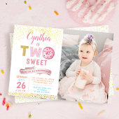 Meisje 2e verjaardag Uitnodiging twee zoete donut 