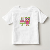 Meisje 2T ~ Roze Verjaardag Uil T shirt (Voorkant)