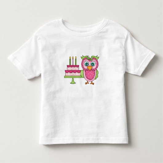 Meisje 2T ~ Roze Verjaardag Uil T shirt (Voorkant)