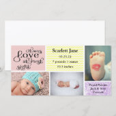 Meisje 3 Foto Collage-Aankondiging Geboorteaankond Aankondiging (Voorkant / Achterkant)