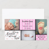 Meisje 3 Foto Collage-Geboorteaankondiging Fotokaa Aankondiging (Voorkant / Achterkant)