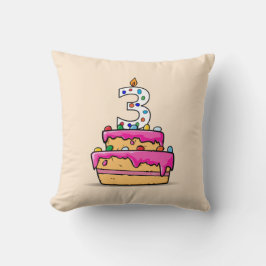Meisje 3e verjaardag, 3 op de zoete roze Cake Kussen
