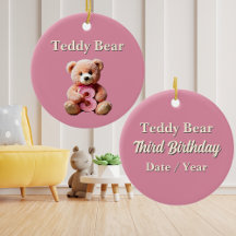Meisje 3e Verjaardag Roze Teddy Bear Keepsake