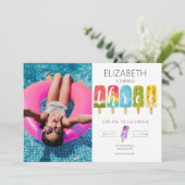 Meisje 3e verjaardag zomer ijsje kaart (Staand voorkant)