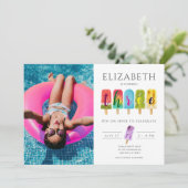 Meisje 3e verjaardag zomer ijsje kaart (Staand voorkant)