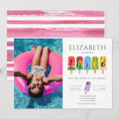 Meisje 3e verjaardag zomer ijsje kaart (Voorkant / Achterkant)