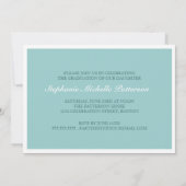  meisje 4 Foto van Blauwgroen Afstuderen Uitnodigi Kaart (Achterkant)