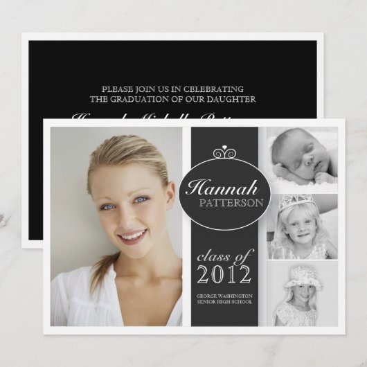 meisje 4 Foto zwart-wit Afstuderen Kaart (Voorkant / Achterkant)