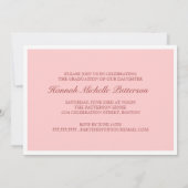  meisje 4 Fotoroze Afstuderen Uitnodiging (Achterkant)