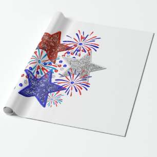 Meisje 4 juli Vrouwen Rood Wit Blauw Ster Amerika Cadeaupapier