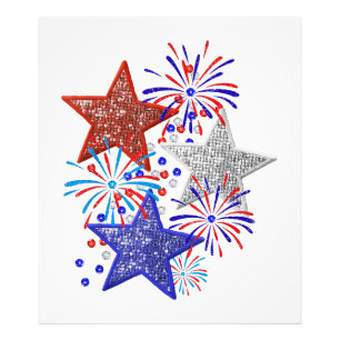 Meisje 4 juli Vrouwen Rood Wit Blauw Ster Amerika Foto Afdruk