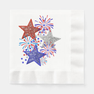 Meisje 4 juli Vrouwen Rood Wit Blauw Ster Amerika Servet