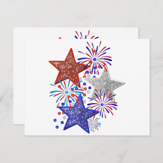 Meisje 4th of July Vrouwen Rood Wit Blauw Ster Ame Informatiekaartje (Voorkant / Achterkant)