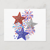 Meisje 4th of July Vrouwen Rood Wit Blauw Ster Ame Informatiekaartje (Voorkant)