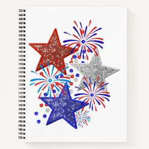 Meisje 4th of July Vrouwen Rood Wit Blauw Ster Ame Notitieboek