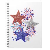 Meisje 4th of July Vrouwen Rood Wit Blauw Ster Ame Notitieboek (Voorkant)