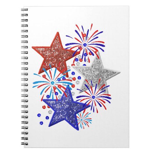 Meisje 4th of July Vrouwen Rood Wit Blauw Ster Ame Notitieboek (Voorkant)