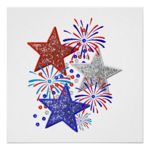 Meisje 4th of July Vrouwen Rood Wit Blauw Ster Ame Perfect Poster