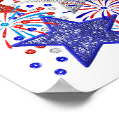 Meisje 4th of July Vrouwen Rood Wit Blauw Ster Ame Poster (Hoek)