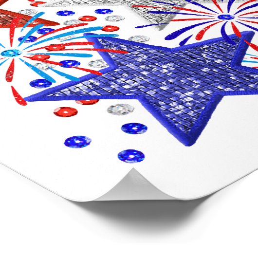 Meisje 4th of July Vrouwen Rood Wit Blauw Ster Ame Poster (Hoek)